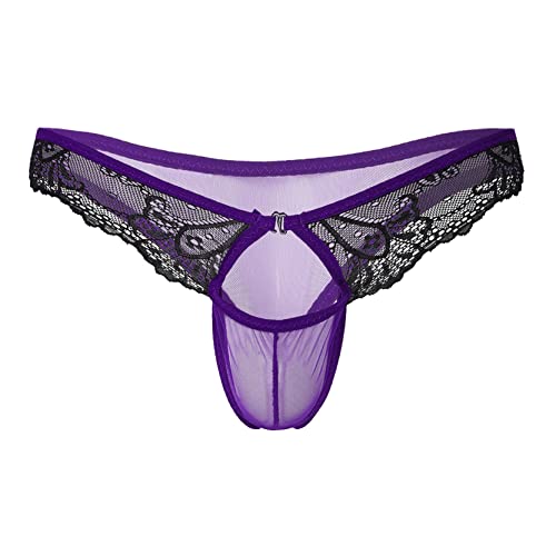 Sissy Mesh Lace Panties for Men Open Front Bikini Briefs Underwear See-Through Hot Underpants