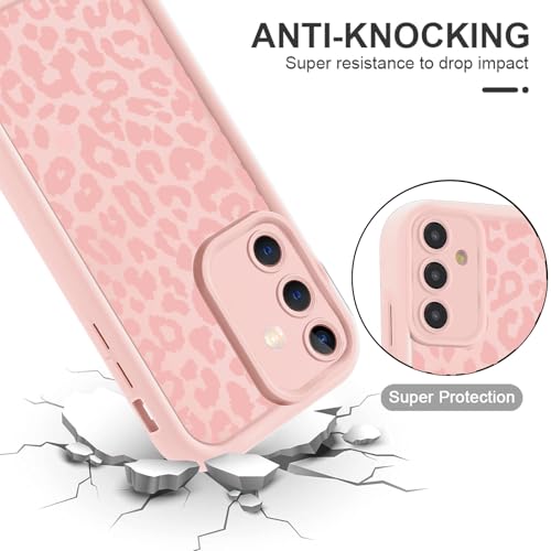 Phoona Leopard Print Case for Samsung Galaxy A15 5G 6.5",Cute Aesthetic Design Silicone Soft cheetah print Pattern Phone Cover for Girls, Preppy Shockproof Protective Case for Women, Pink Leopard - Image 3