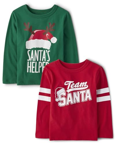 Image of The Children's Place Baby and Toddler All Holidays,Birthdays Long Sleeve Graphic T-Shirts,2 Pack