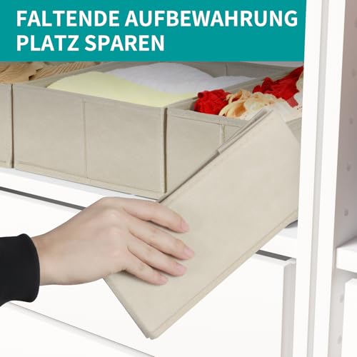 ORLISA 8er Set Schubladen Organizer kompatibel mit PAX Kleiderschrank 100x58 cm, Faltbar Stabil, Aufbewahrungsboxen für Kleidung, in Beige