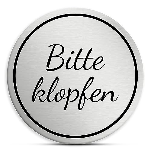 1 cartello grande con scritta in lingua tedesca Bitte KLOPFEN 17,5 x 5