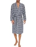 Zerbala Men's Flannel Robe Knee Length Plaid Bathrobe XL Navy