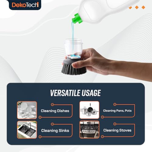 Image of Soap Dispensing Dish Scrubber - Ergonomic Palm Brush for Effortless Kitchen Cleaning, Grease Removal & Long-Lasting Durability