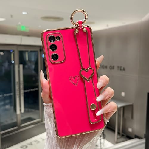 ZTOFERA for Samsung Galaxy S20 FE 5G Case with Wrist Strap,Hot Pink