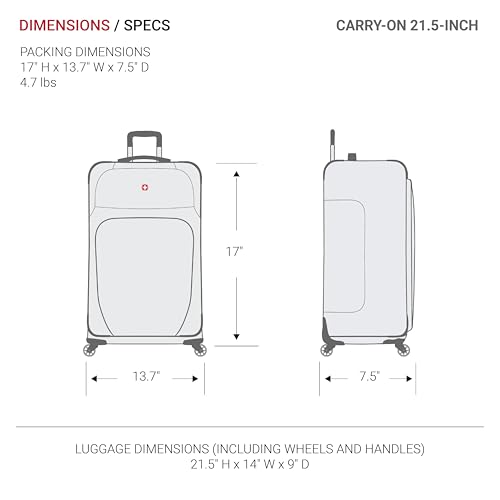 SwissGear Marumo Softside Lightweight Expandable Luggage with Spinner Wheels, Black, Carry-On 21.5-Inch by SwissGear - Image 5