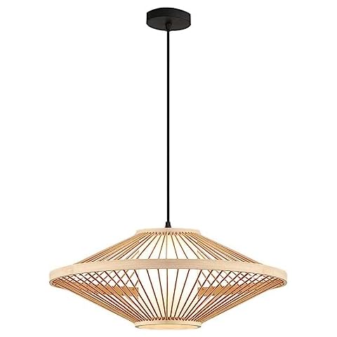 WFZRXFC Chinese Style Classic Natural Bamboo Vine Woven Pendant Lamp is Suitable for Living Room Bedroom Corridor Lanterns LED Single -Branch Hanging Lamp Length 40cm High 20cm Droplight Cover