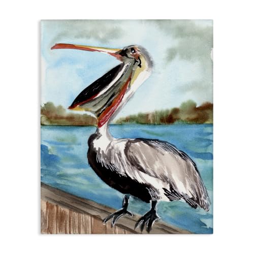 Stupell Industries Nautical Pelican Bird Beak, 16 x 20 Inch Canvas Wall Art