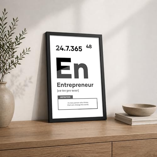 Image of CodersParadise Entrepreneur Framed Wall Poster(12x18 Inch)|Motivational Business Quote Wall Art|Entrepreneur Mindset & Success Inspiration Decor|Black & White Ready-to-Hang Frame for Office, Workspace