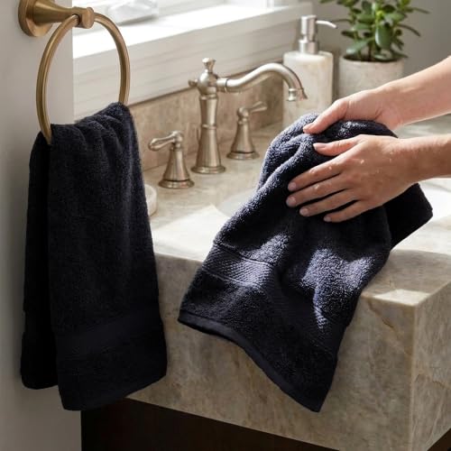 Image of MYTRIDENT Hand Towel | Urban Comfort | Quick Drying | Travel Friendly | for Men /Women | 2 Pc Hand Towel (40 cm x 60 cm) | 100% Cotton 450 GSM - Black