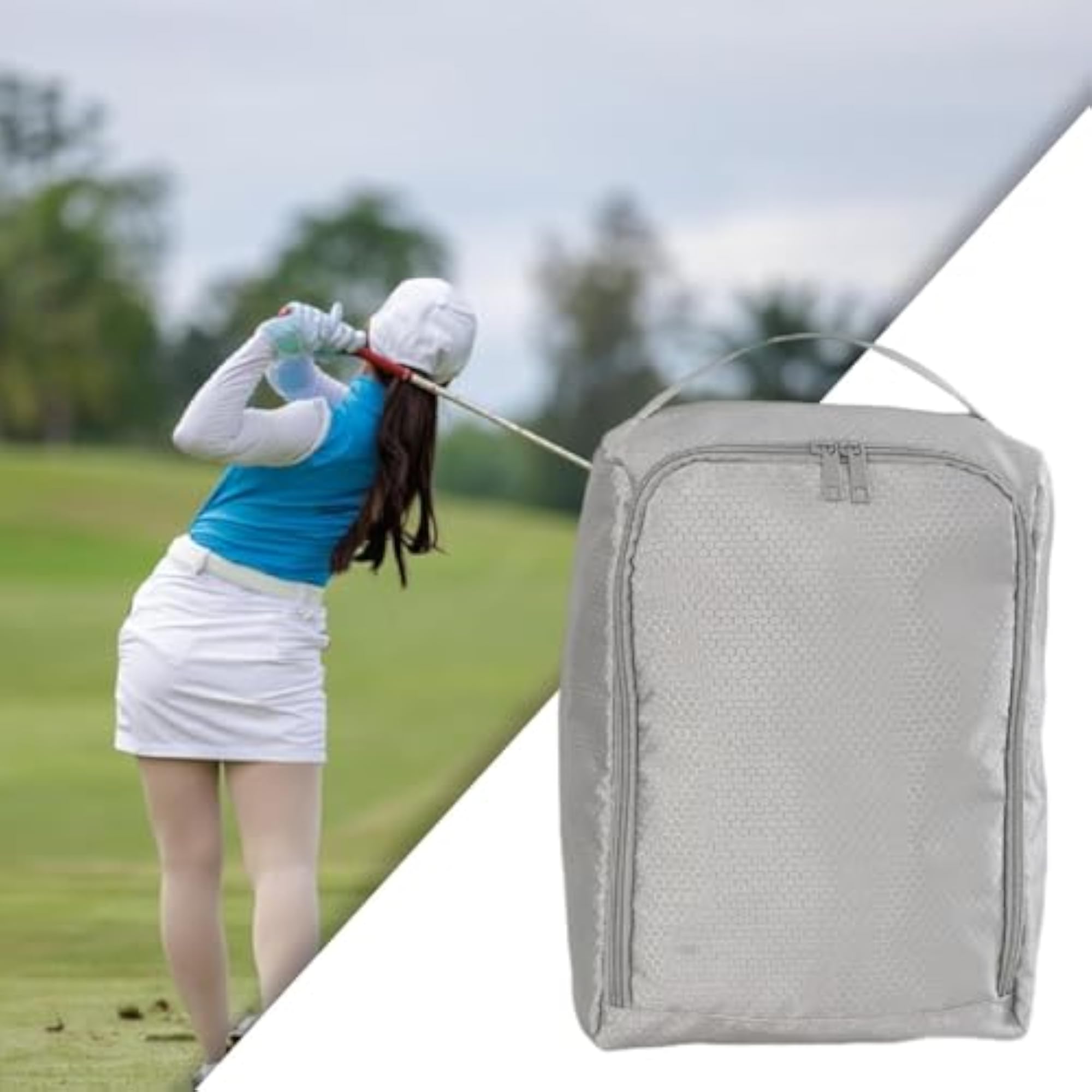 Lightweight Waterproof Golf Shoe Bag Organizer, Light Gray