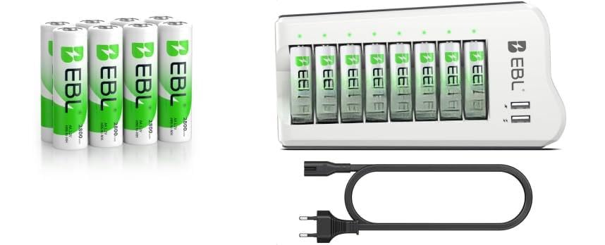 8pcs AA piles rechargeables pour jouets et manettes avec chargeur EBL