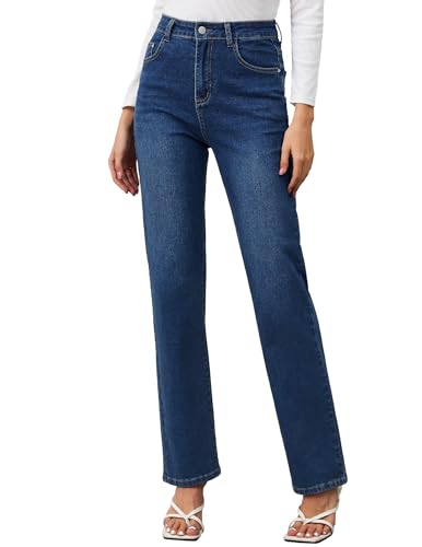 Best Jeans to Wear with Combat Boots: Your Ultimate Guide 14 AMPOSH Women’s High-Rise Straight Leg Jeans - Comfortable Stretch Denim Classic Fit Casual & Work Pants(Classic Medium Wash, 6)