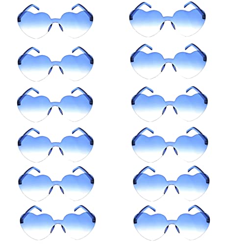 Image of 12 Pairs Heart Glasses Colorful Rimless Heart Shaped Sunglasses Love Glasses for Bachelorette Bride Party Favor