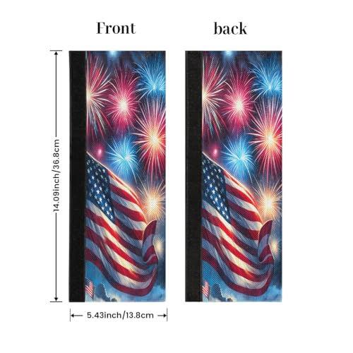 Image of Refrigerator Door Handle Covers Set of 2 Fireworks American Flag Washable Fridge Dishwasher Mocrowave Oven Stove Decor Protector Handle Cover Keep Kitchen Appliance Clean from Food Stains Decorate