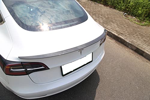 Rear Trunk Spoiler For 2020-2024 Tesla Model Y – MV Style ABS Plastic Carbon Fiber Look Lip Wing With Installation Tape