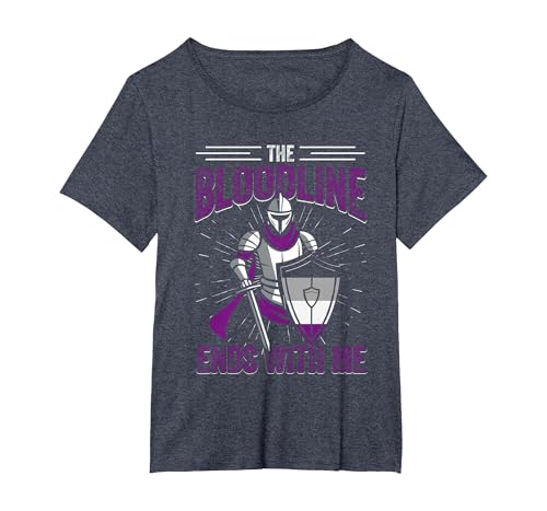 THE Bloodline Ends with ME Funny Asexual Medieval Ace Flag T-Shirt, Women's Plus, Heather Blue, 3X