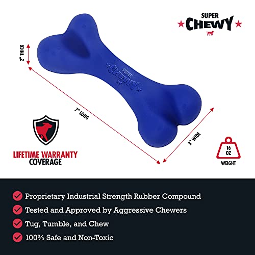 Superchewy Tough Dog Bone Toy | Lifetime Replacement Guarantee | Strong Natural Rubber | Great Dog Fetch Toy | Chew Toy For Dogs | Ultra Durable Chew Toy For Moderate Chewers | Large Breed Tested #TOP3