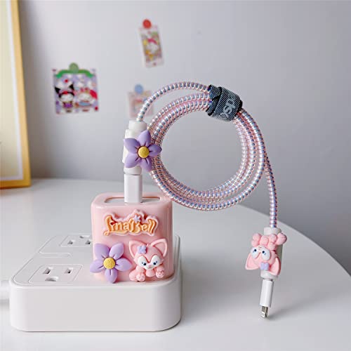 Image of DIY Cable Protector Charger Wire Saver - Data Cable 18W /20W USB-C Charger Line Protector-Compatible with iPhone 14 13 12 11 Pro Max (Pink Bell)