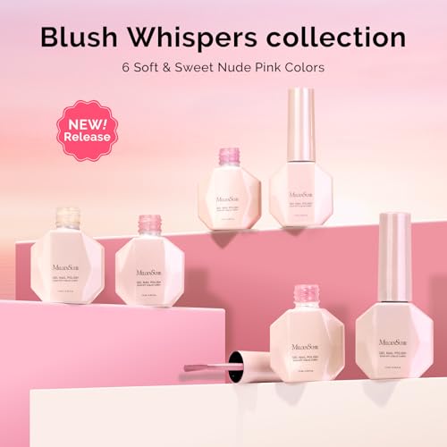 Image of MelodySusie Pastel Pink Gel Nail Polish Set - 6 Colors Nude Pink Milky White Soak Off UV LED Gel Polish Gift for Women Nail Art Manicure Salon DIY Nail Design Decoration at Home