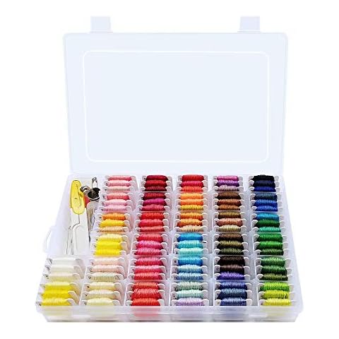 Peirich Stickgarn Kreuzstichfäden, 110 Farben Stickgarne mit Organizer Aufbewahrungsbox Stickgarn Armband String Stickset 43 Stück Kreuzstichwerkzeuge Cover