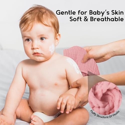 Image of Unnivoll Muslin Burp Cloths for Baby 100% Cotton Burping Cloths for Boys Girls Large 20''X10'' Extra Soft and Absorbent 24 Pack - Gradient Pink
