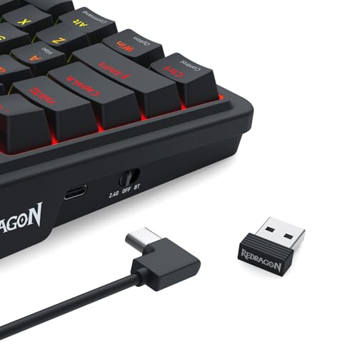 Image of Redragon K719 Wireless Gasket Gaming Keyboard w /Hype Screen & Knob, 95 Keys Mechanical Keyboard, Easy-Control 1.14'' TFT Info Display, 5-Layer Noise Dampening, Custom Linear Switch, Essential Black