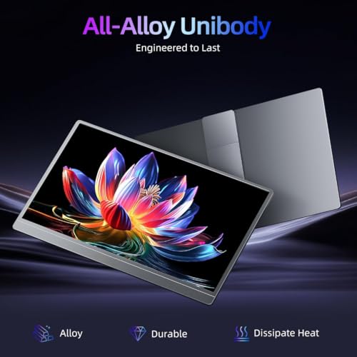Image of 15.6 Inch FHD Portable Monitor | All Alloy Body | Ultra-Slim Foldable Screen Extender | USB Type-C & HDMI | Compatible with Laptop, PC, Mac (15.6 inch Metal) (15.6, Inches)
