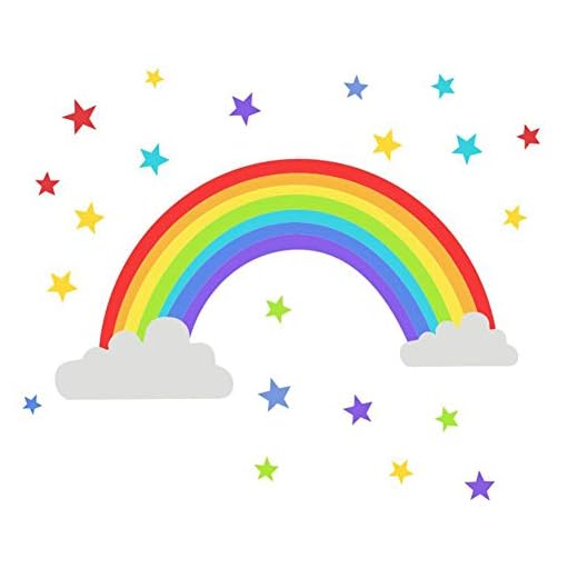 Cdet. 1x Pegatina de Pared Creativo desprendible Estrellas Arcoiris Arte Pegatinas de Pared Vinilo DIY hogar salón Dormitorio sofá Fondo de Pared calcomanía decoración (Vistoso) 50 * 26cm