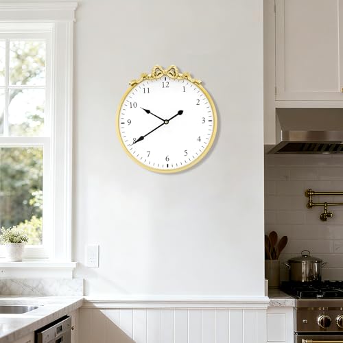 TopCity Vintage Gold Round Wall Clocks,30CM Decorative Wall Clock for Living Room, Metal Frame Retro Modern Numerals Clock for Bedroom,Kitchen,Office - Cosy Home Interiors TopCity Vintage Gold Round Wall Clocks,30CM Decorative Wall Clock for Living Room, Metal Frame Retro Modern Numerals Clock for Bedroom,Kitchen,Office - Image 3