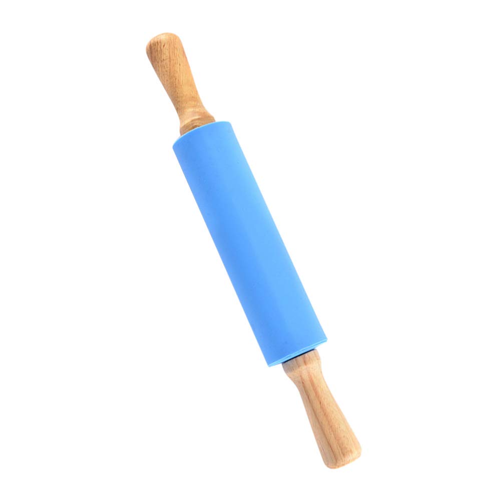 Teigroller aus Silikon zum Backen, langlebiger Teigroller mit Holzgriff, ideal für die Herstellung von Teigtaschen und Gebäck, unverzichtbares Küchenzubehör für Erwachsene