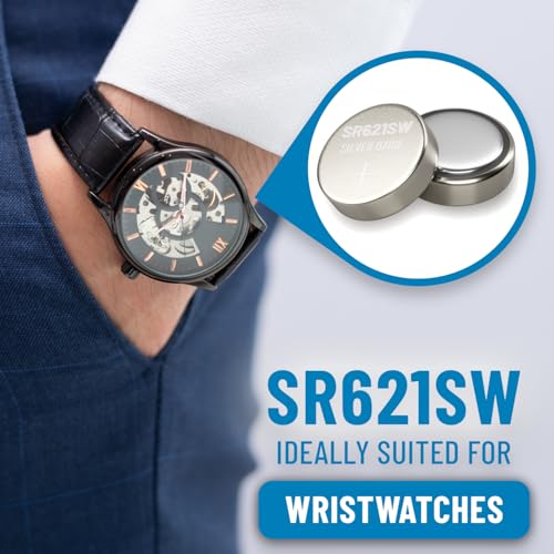 ABSINA 10x SR621SW watch batteries 1.55V silver oxide - Leakproof & long-lasting 364 watch battery SR621SW battery LR621 / SR621 / V364 / R60 / AG1