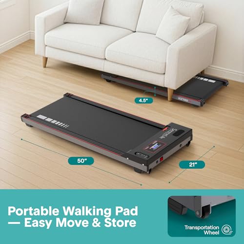 Image of SereneLife Portable Foldable Treadmill with Remote Control, 8.7 MPH Smart Speed Control, Treadmills for Home, Under Desk Treadmill for Home Office, Shock Absorption, App Support, 265lbs Limit