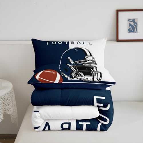 Image of Feelyou Kids American Football Bedding Set King Size, Football Comforter Set Boys Girls Sports Duvet Insert Teens Bedroom Decor with 2 Pillow Case