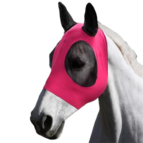 Horse Mask Equestrian Supplies Prevent-Mosquito Cover Mesh Fly Protective for Horse(Rose red)