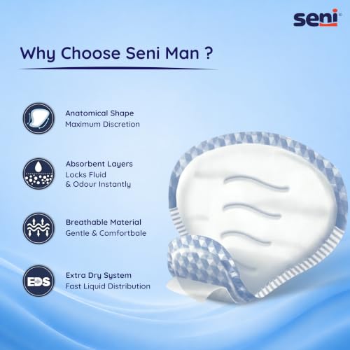 Image of Seni Man Premium Bladder Control Guards Active Light Pads - 15 Pieces | High Absorbency, Breathable, Leak-Proof Incontinence Protection & Comfort | Travel Friendly