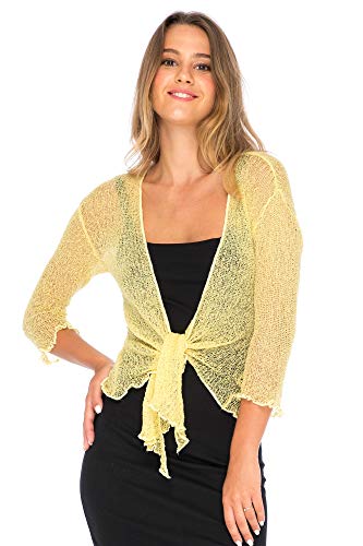 Back From Bali Womens Lightweight Knit Cardigan Shrug Lite Sheer Sweet Yellow