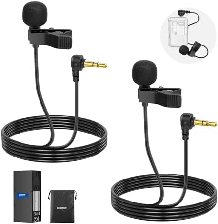 NEEWER Mini Microphone Lavalier (Pack de 2), 6,6ft/2m Lapel Micro...