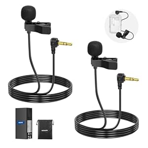 NEEWER Mini Lavalier Microphone (2 Pack), 6.6ft/2m Clip On Wired Condenser Lapel Mic with 3.5mm TRS Plug, Compatible with DJI Mic 2, Rode Wireless Go II, CM28 CM31 Camera, LM5