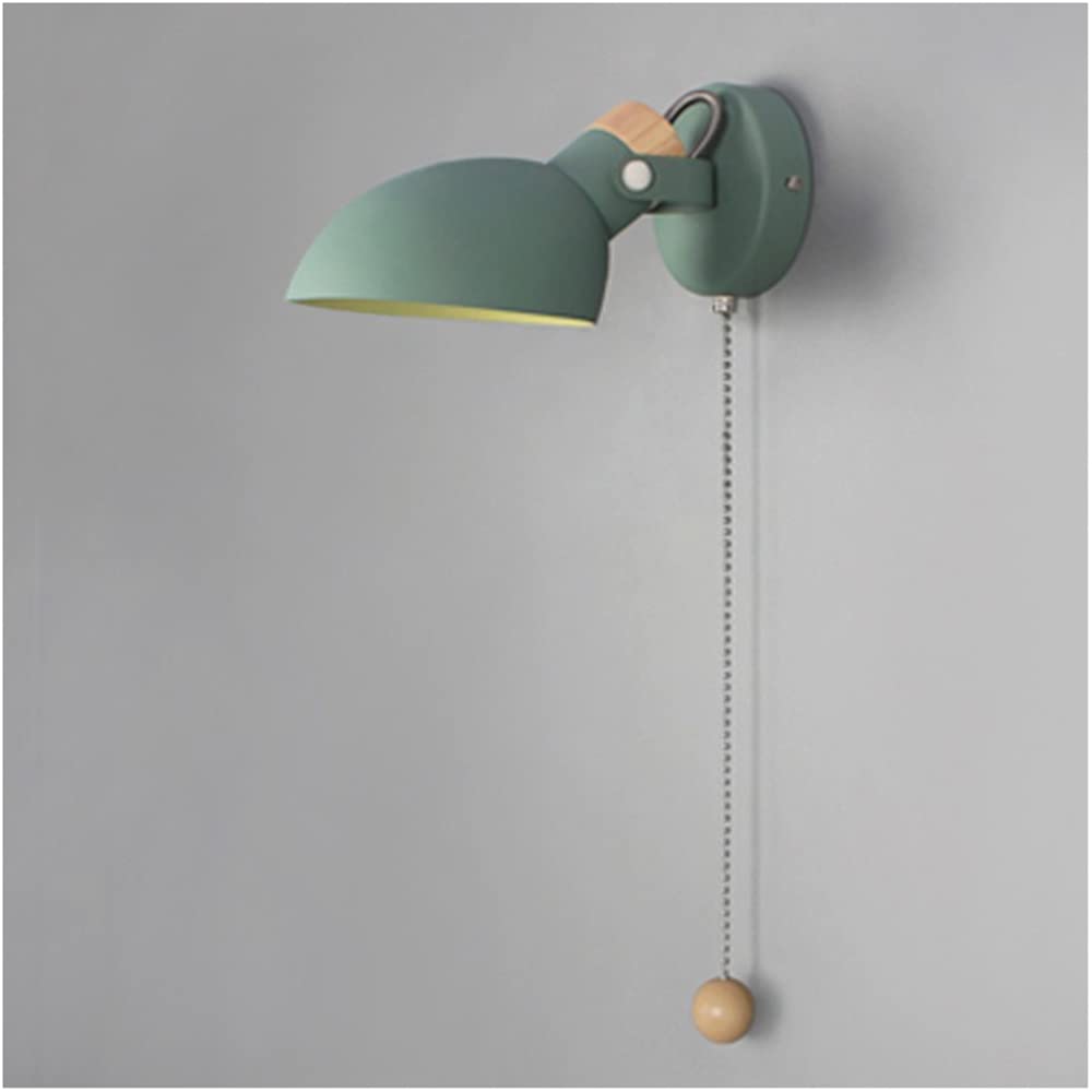 SXWNBIFH wall lamp Modern Indoor Wall Lamp with Pull Cord Switch, Nordic Adjustable Wall Spotlight E14 Socket Simple Bedside Reading Light Metal Wall Sconce for Bedroom Living Room Office Study Hallw