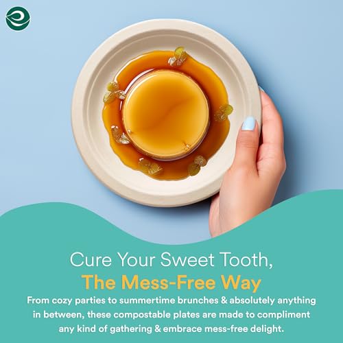 Eco Soul CBP6RO100 100% Compostable 6 Inch Small Paper Plates (100-Pack) Disposable Party Heavy Duty, Eco-Friendly, Appetizer, Dessert thumb #3