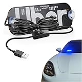 Universal Blue LED Light for Uber Sign - Bright Windshield Light Decal with Suction Cups and USB Plug, Fits All Vehicles