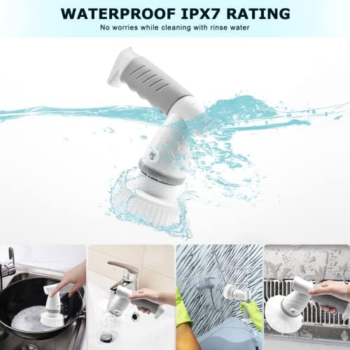 Electric Spin Scrubber, Cordless shower cleaning brush Portable Electric Cleaning Brush Rechargeable spin Scrubber Handheld Power Scrubber for Bathroom Floor Tile Tub Kitchen Car with 5 brush Heads
