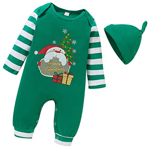BigBig Style Pasgeboren Kerst Romper Baby Lange Mouw Vrolijk Kerstfeest Jumpsuit Overall met Hoed - Afbeelding 3