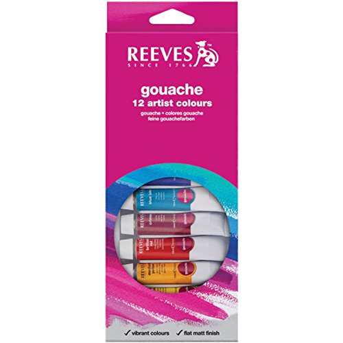Reeves 12-Pack Gouache Color Tube Set, 10ml