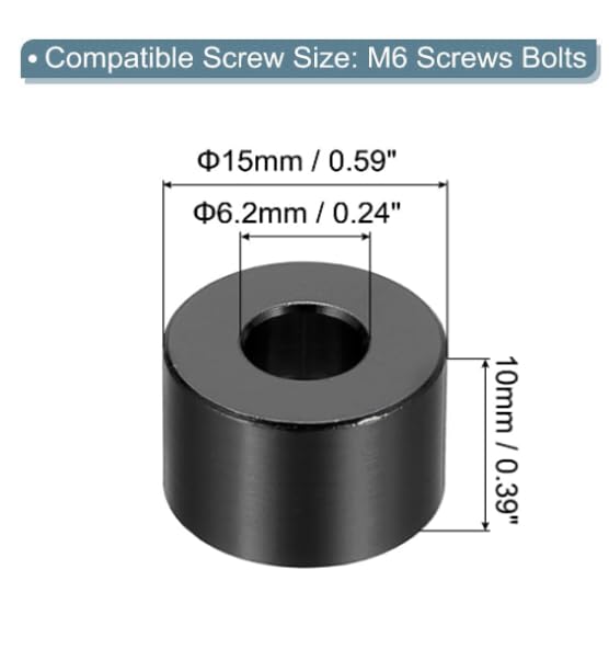 TOP-VIGOR 6Pcs M6 Aluminum Spacer, 6.2mm ID x 15mm OD x 10mm Length Metal Spacer - Image 2