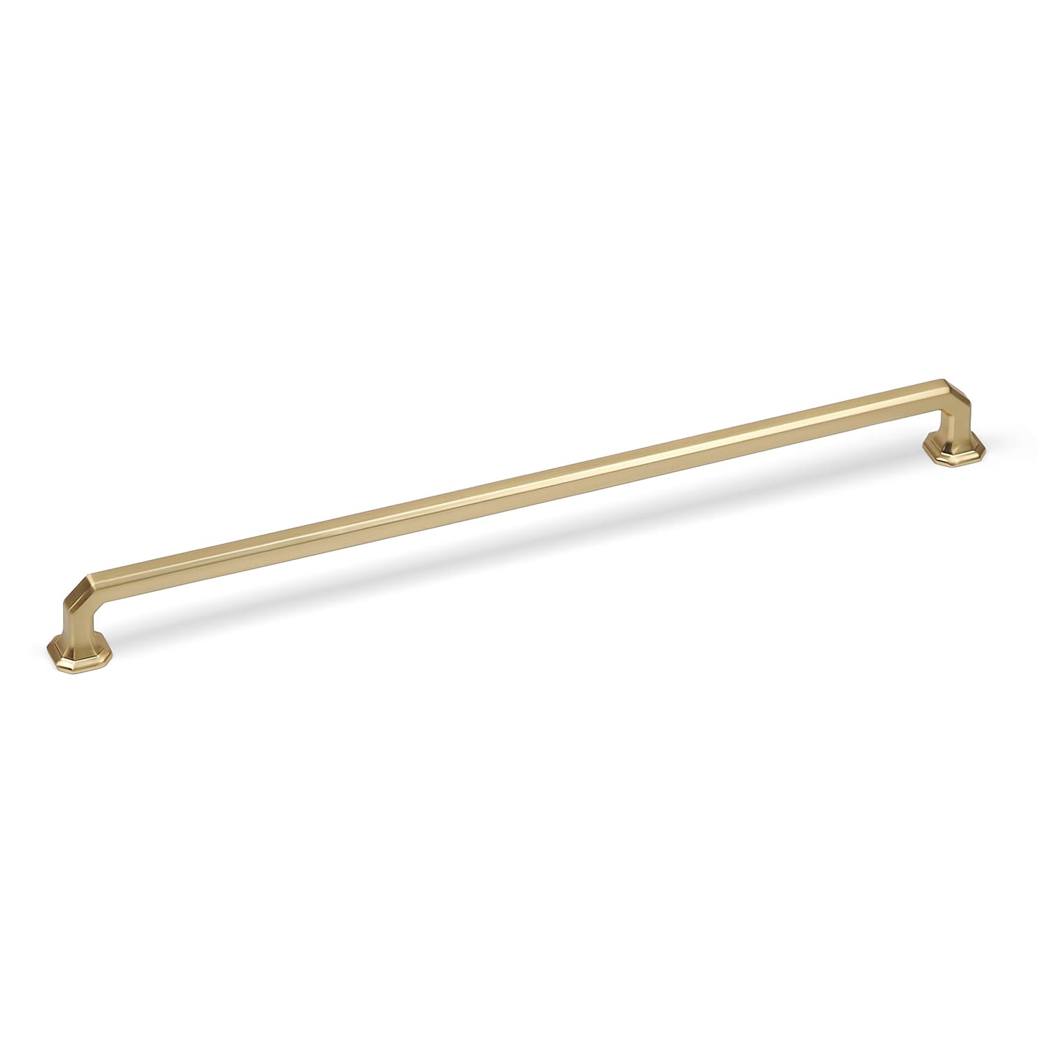 Handle & Home Light Polished Brass Octagonal Knob And Geometric Handles - 320Mm Handle