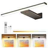 Picture Light for Wall Rechargeable Art Light with Remote, 3 Colors & 5 Brightness Levels, 12000mAh Battery Operated Lights for Pictures, Gallery, Bedroom, Hallway, Frame, Living Room (Black,1 Pack)