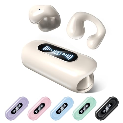 【2024開耳式空気伝導イヤホン】オープンワイヤレスBluetoothイヤホン5.3マイク付き 耳を塞がないイヤホン 耳挟み イヤーカフ イヤホン 28 時間再生時間 Typc-C 高速充電 IOS/Android総合対応 日本語ユーザーマニュアルと語音声