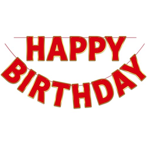 Image of Pre-Strung Happy Birthday Banner - Red Party Decorations