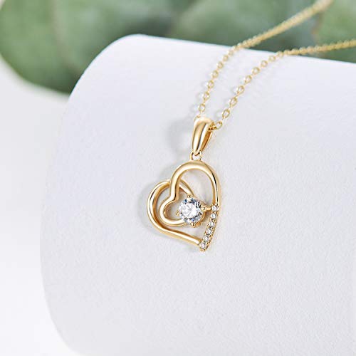 SISGEM 14K Solid Gold Heart Necklace for Women,Yellow Gold 0.55 Carat(CTTW) Moissanite Infinity Heart Pendant Necklaces Anniversary Birthday Gifts for Wife Mom 16''-18''3